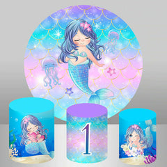 Lofaris Cute Mermaid Round Backdrop Kit For Baby Shower