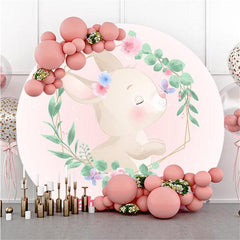 Rose Gold Oh Baby Round Baby Shower Backdrop For Party