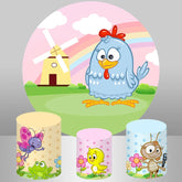 Lofaris Cute Rainbow Windmill Animal Round Birthday Backdrop Kit
