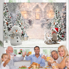 Lofaris Cute Snowman And Christmas Tree Backdrop