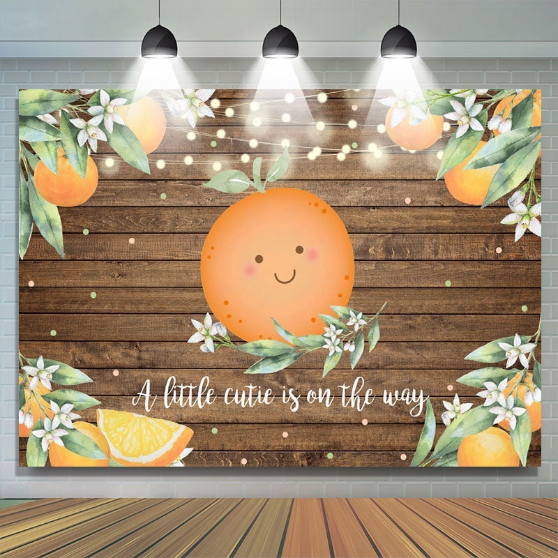 Lofaris Cutie Rustic Wooden Orange Backdrop for Baby Shower