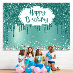 Lofaris Cyan Diamonds Glitter Bokeh Happy Birthday Backdrop