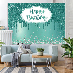 Lofaris Cyan Diamonds Glitter Bokeh Happy Birthday Backdrop