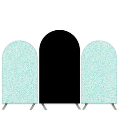 Lofaris Cyan Glitter And Black Happy Birthday Arch Backdrop Kit