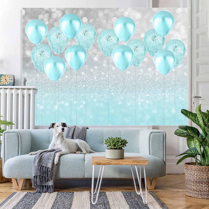 Lofaris Cyan Glitter Balloon Bokeh Backdrop for Birthday Party