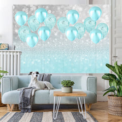 Lofaris Cyan Glitter Balloon Bokeh Backdrop for Birthday Party