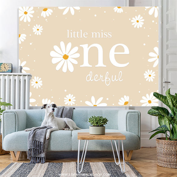 Lofaris Daisy Floral Little Miss 1st Birthday Backdrop