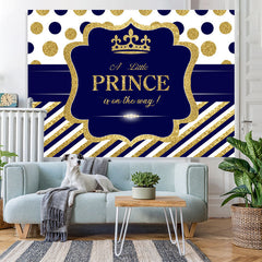 Lofaris Dark Blue and Golden Dots Baby Shower Backdrop for Boy