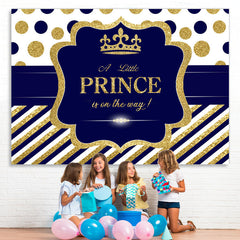 Lofaris Dark Blue and Golden Dots Baby Shower Backdrop for Boy