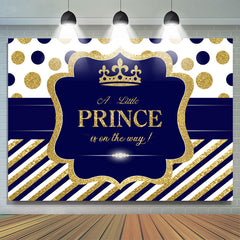 Lofaris Dark Blue and Golden Dots Baby Shower Backdrop for Boy