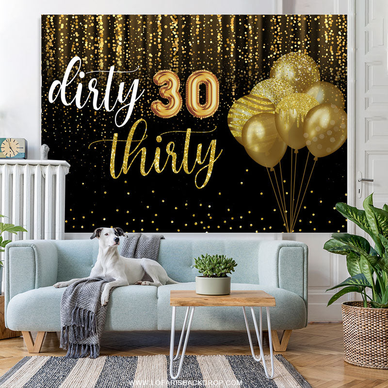 Lofaris Dark Brown Dirty Thirty Balloons Birthday Backdrop