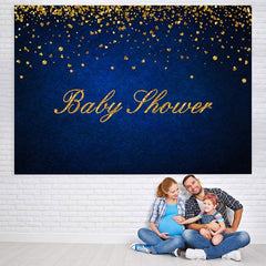 Lofaris Dark Bule and Golden Bokeh Baby Shower Party Backdrop