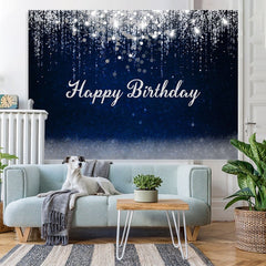 Lofaris Dark Bule and Silver Bokeh Baby Shower Party Backdrop