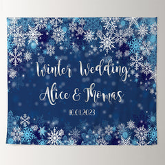 Lofaris Dark Bule Snowy Winter Wedding Backdrop