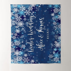 Lofaris Dark Bule Snowy Winter Wedding Backdrop
