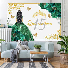 Lofaris Dark Green Princess Sweet 15 Happy Birthday Backdrop