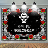 Lofaris Day Of Death Theme Red Rose Happy Birthday Backdrop