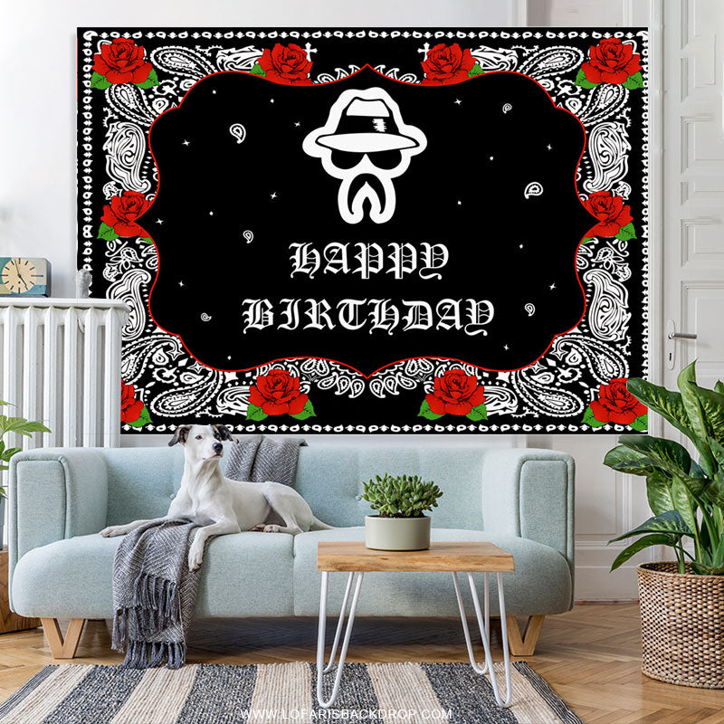 Lofaris Day Of Death Theme Red Rose Happy Birthday Backdrop