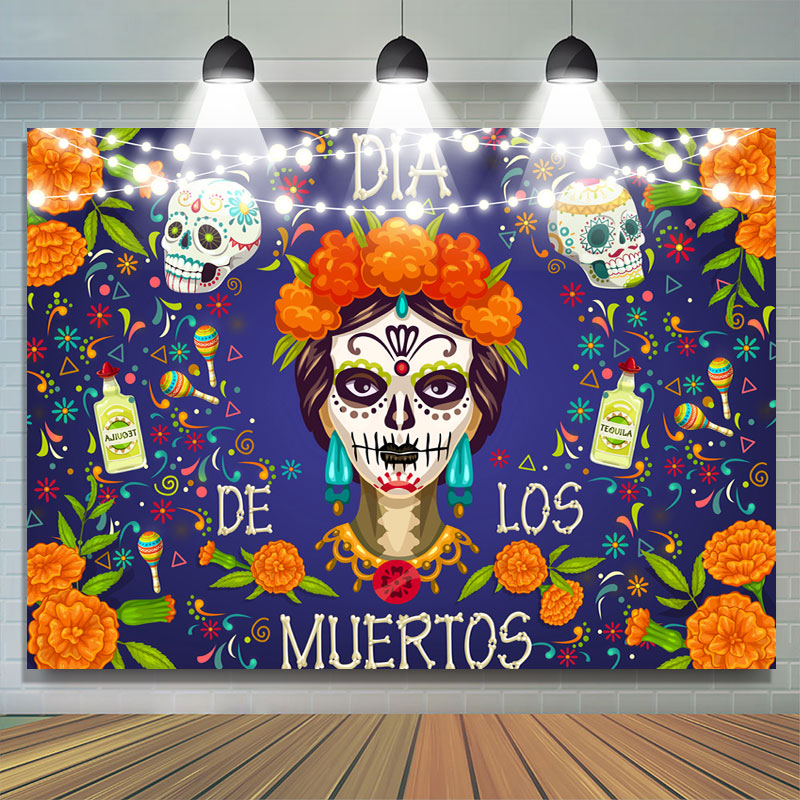Lofaris De Muertos Los Floral And Light Mexican Fiesta Backdrop