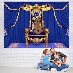 Lofaris Deep Blue Little Prince Baby Shower Backdrop For Boy
