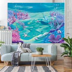 Lofaris Deep Blue Sea Castle Shell Theme Birthday Backdrop