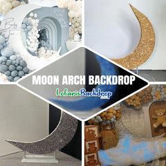 Lofaris Deep Pink Glitter Moon Arch Backdrop For Wedding Decor