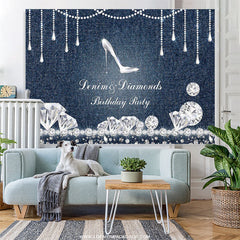 Lofaris Denim and Diamonds Jean High Heel Birthday Backdrop