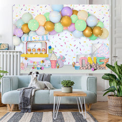 Lofaris Dessert Store Glitter Balloon Happy 1St Birthdab Backdrop
