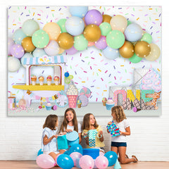Lofaris Dessert Store Glitter Balloon Happy 1St Birthdab Backdrop