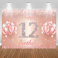 Lofaris Diamond Glitter Rose Gold 12th Birthday Party Backdrop