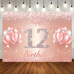 Lofaris Diamond Glitter Rose Gold 12th Birthday Party Backdrop