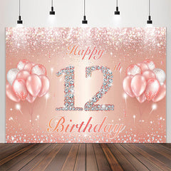 Lofaris Diamond Glitter Rose Gold 12th Birthday Party Backdrop