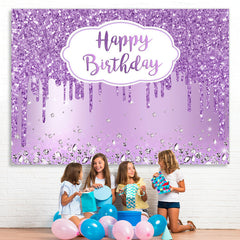 Lofaris Diamond Purple Bokeh Glitter Happy Birthday Backdrop