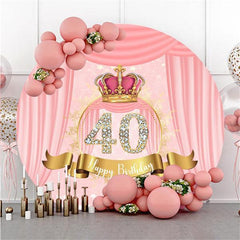 Lofaris Diamonds 40th Pink Round Happy Birthday Party Backdrop