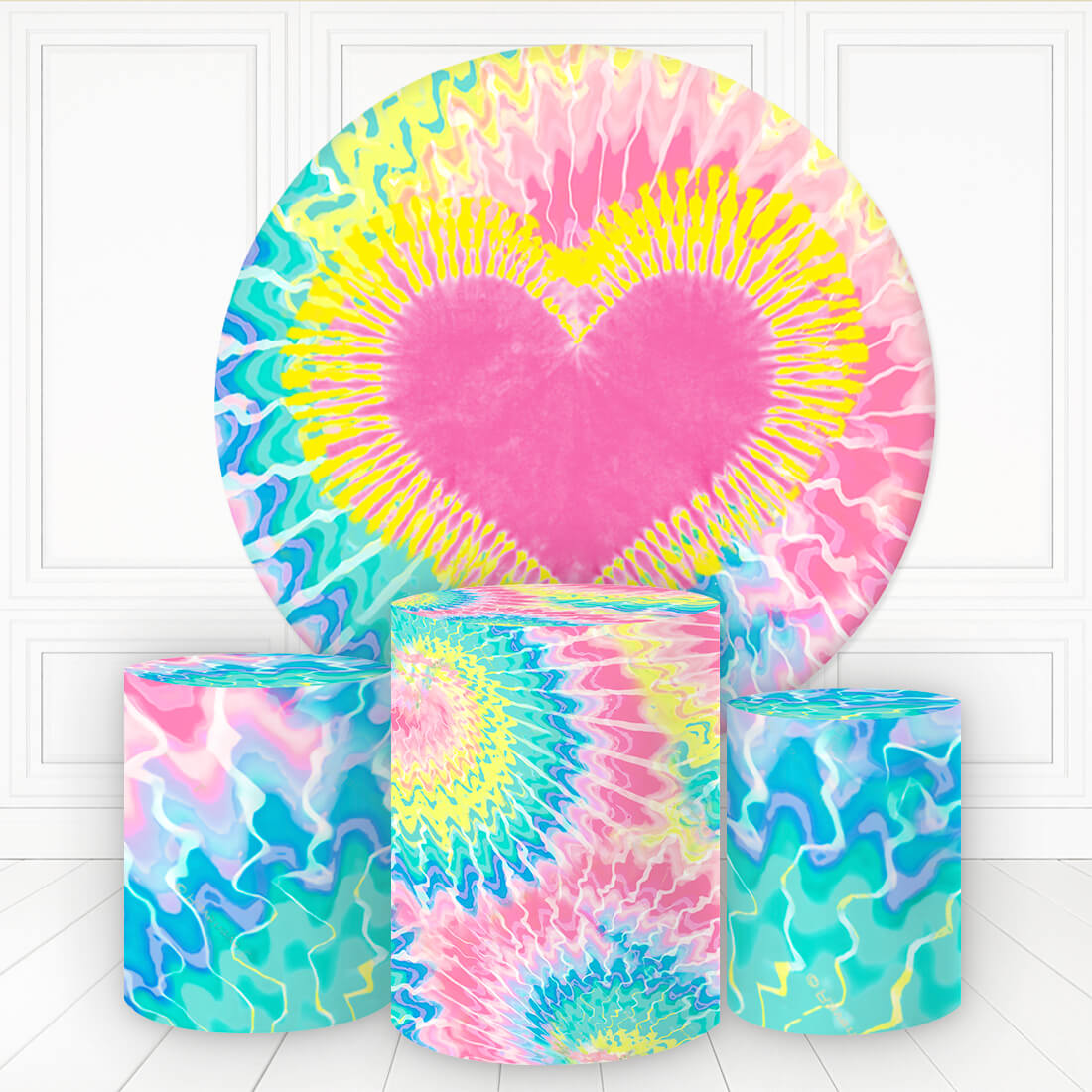 Lofaris Different Graffiti Colorful Heart Round Backdrop Kit