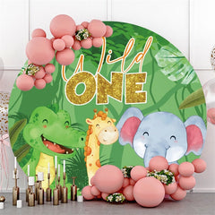 Circle Balloons And Lion Happy 1st Birthday Backdrop