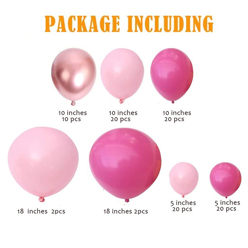 Lofaris Pink DIY 97 Pack Balloon Arch Kit | Garland Party Decorations - Rose Red | White