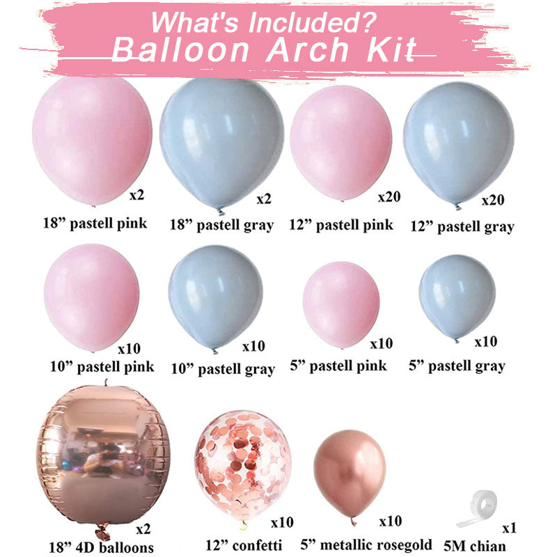Lofaris Pink Diy 169 Pack Balloon Arch Kit | Party Decorations - Grey | Rose Gold