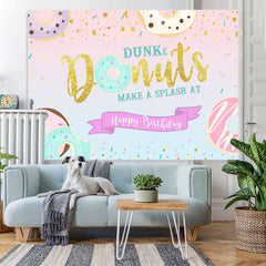 Lofaris Dunk Donut Glitter Happy Birthday Backdrop For Girl