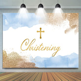 Lofaris Elegant Baby Blue Cross Christening Baptism Backdrop