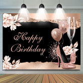 Lofaris Elegant Flower High Heel Happy Birthday Backdrop