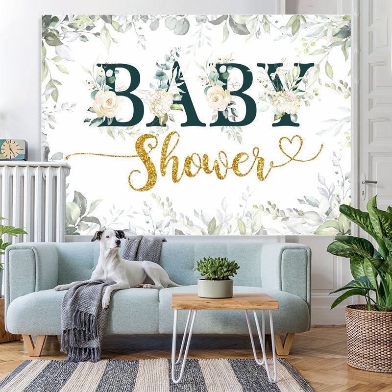 Lofaris Elegant white rose Baby Shower party backdrop for girl