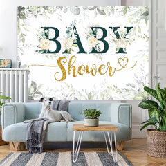 Lofaris Elegant white rose Baby Shower party backdrop for girl