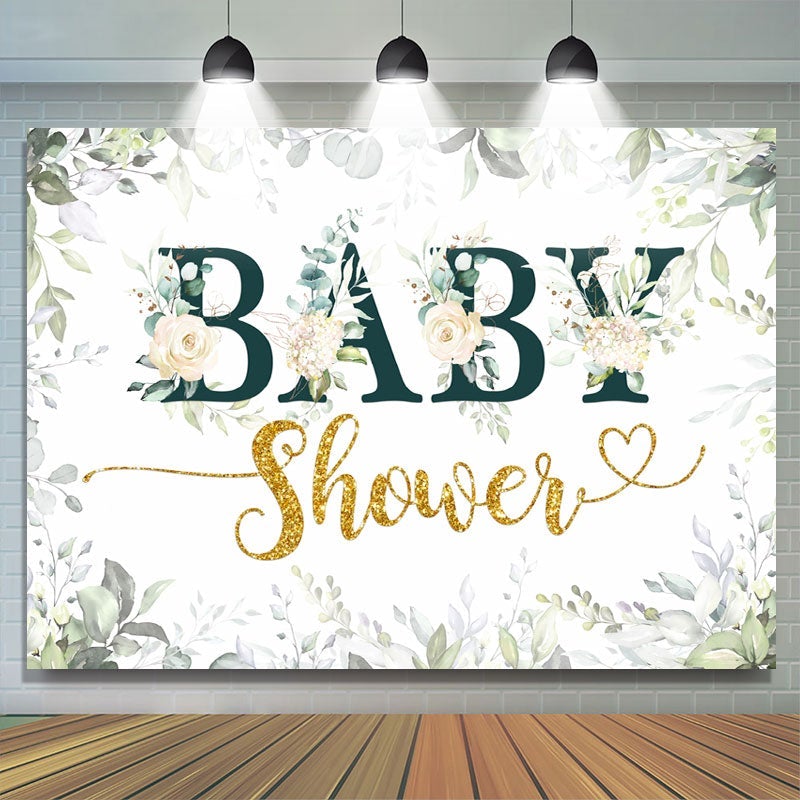 Lofaris Elegant white rose Baby Shower party backdrop for girl