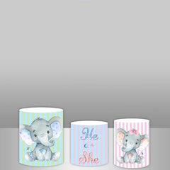 Lofaris Elephant Baby Shower Backdrop Cake Table Cover Kit