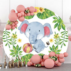 Bear Green And Golden Butterfly Themed Round Backdrop