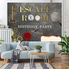 Lofaris Escape Room Gold And Grey Backdrop For Happy Birthday
