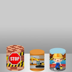 Lofaris Excavator Site Theme Backdrop Plinth Cylinder Cover Kit