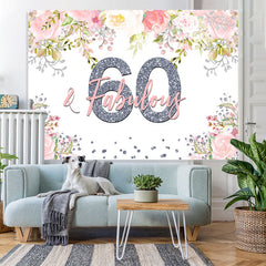 Lofaris Fabulous Pink Floral Happy 60Th Birthday Backdrop