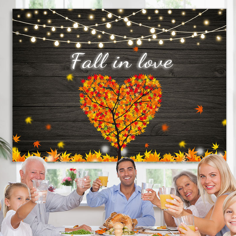 Lofaris Fall in Love Yellow Leaves Heart Tree Photo Backdrop